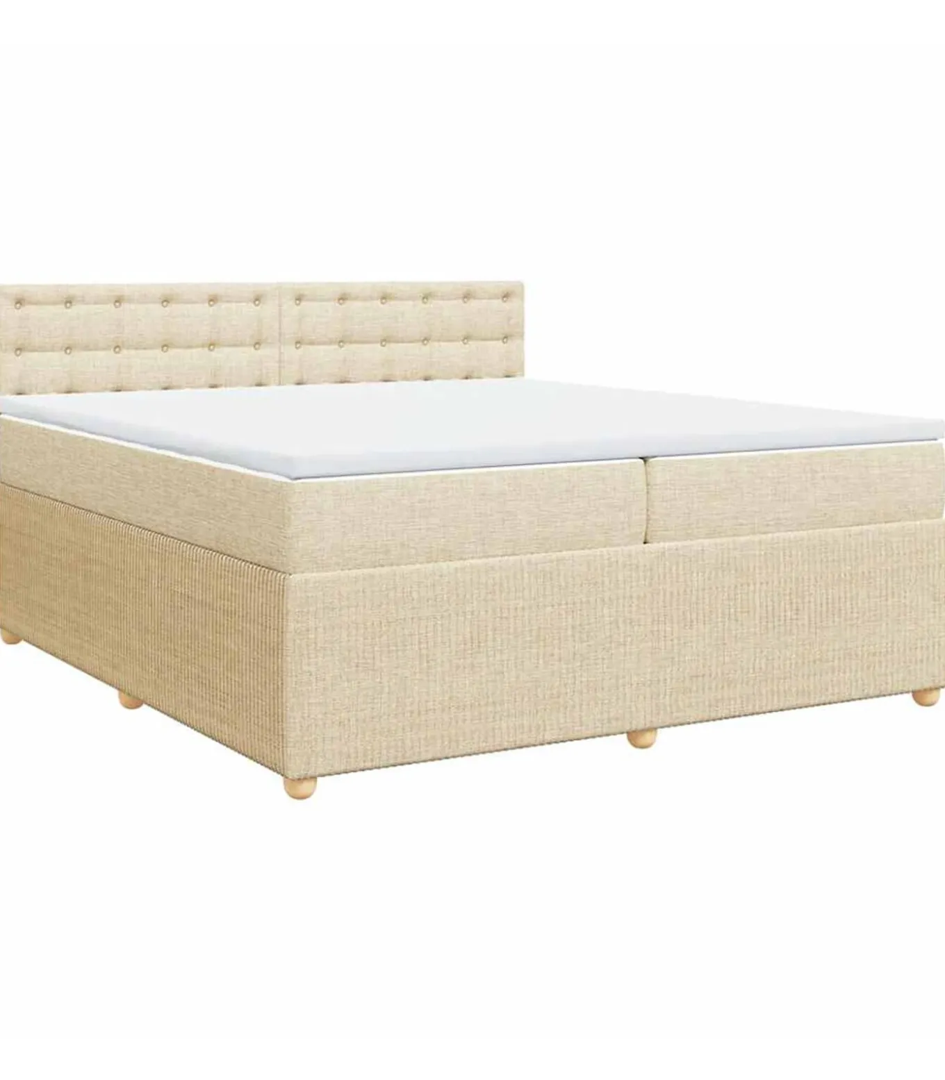 Boxspring met matras stof crèmekleurig 200x200 cm