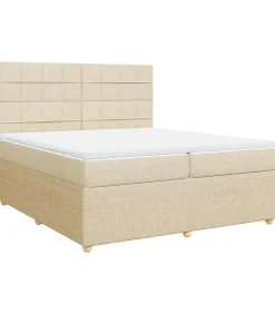 Boxspring met matras stof crèmekleurig 200x200 cm