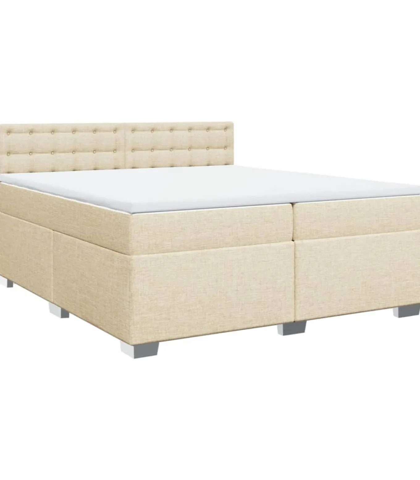 Boxspring met matras stof crèmekleurig 200x200 cm
