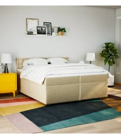 Boxspring met matras stof crèmekleurig 200x200 cm