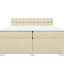 Boxspring met matras stof crèmekleurig 200x200 cm