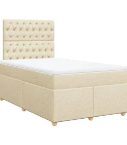 Boxspring met matras stof crèmekleurig 120x190 cm