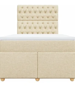 Boxspring met matras stof crèmekleurig 120x190 cm