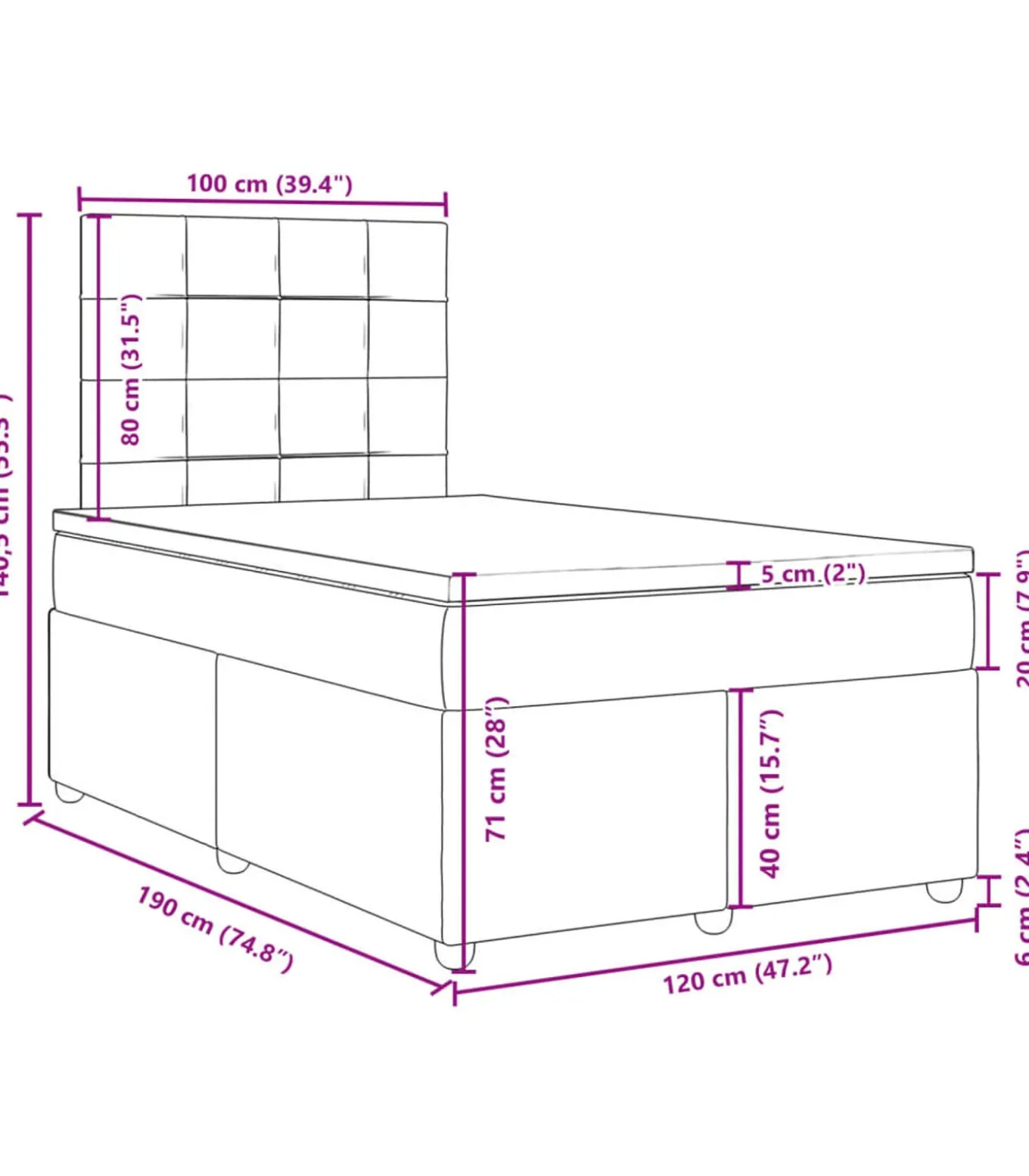Boxspring met matras stof crèmekleurig 120x190 cm