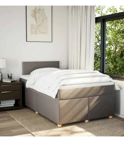Boxspring met matras stof taupe 120x190 cm