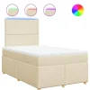 Boxspring met matras stof crèmekleurig 120x190 cm