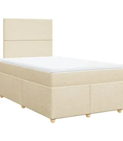 Boxspring met matras stof crèmekleurig 120x190 cm