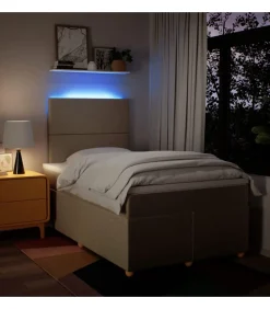 Boxspring met matras stof crèmekleurig 120x190 cm