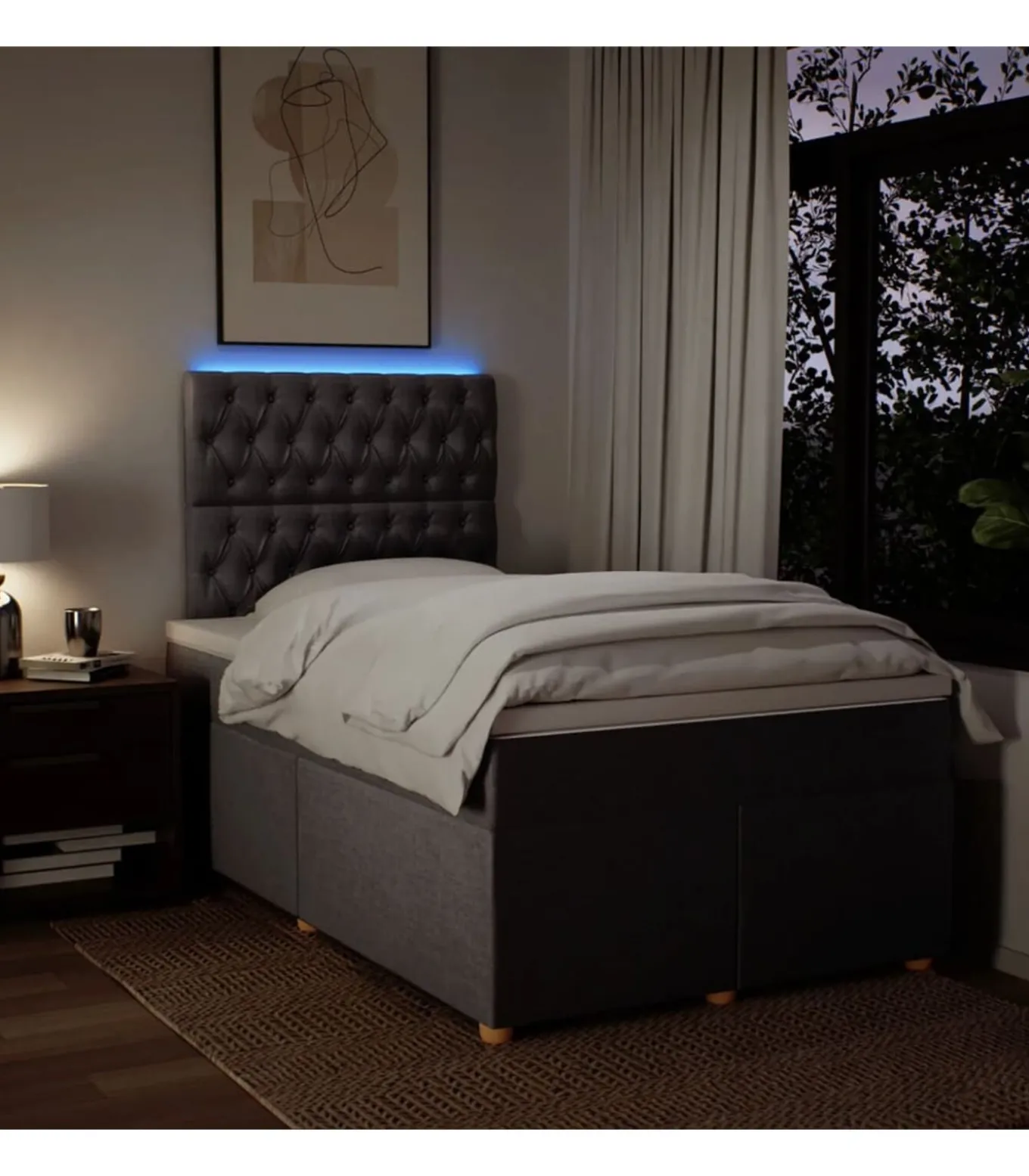 Boxspring met matras stof taupe 120x190 cm