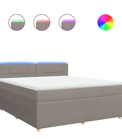 Boxspring met matras stof taupe 180x200 cm