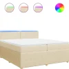 Boxspring met matras stof crèmekleurig 200x200 cm
