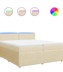 Boxspring met matras stof crèmekleurig 200x200 cm