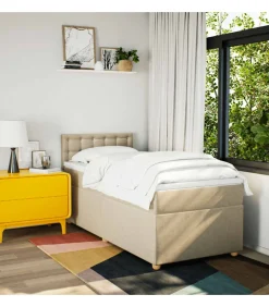 Boxspring met matras stof crèmekleurig 90x190 cm