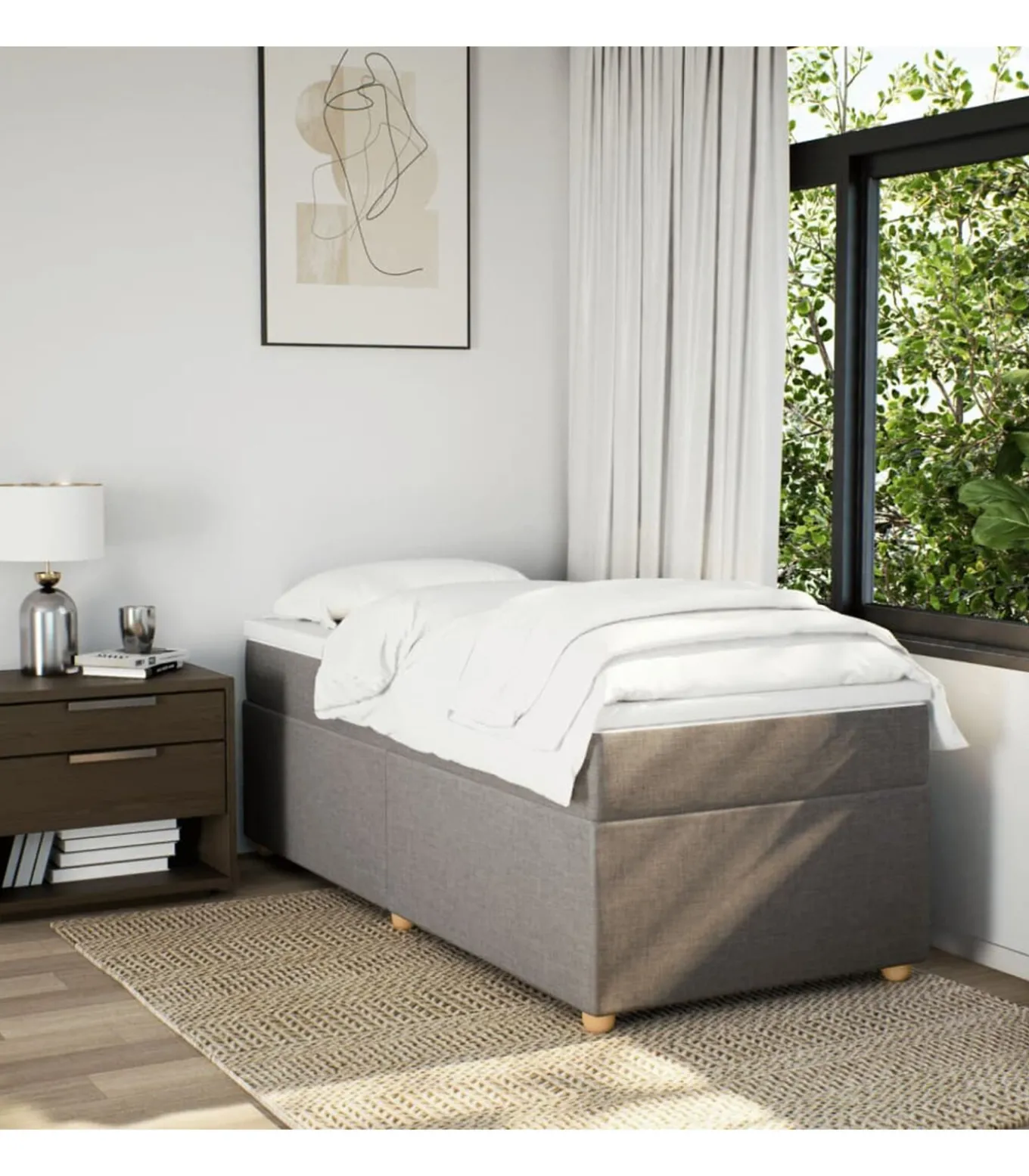Boxspring met matras stof taupe 100x200 cm