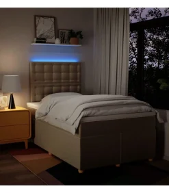 Boxspring met matras stof crèmekleurig 120x190 cm