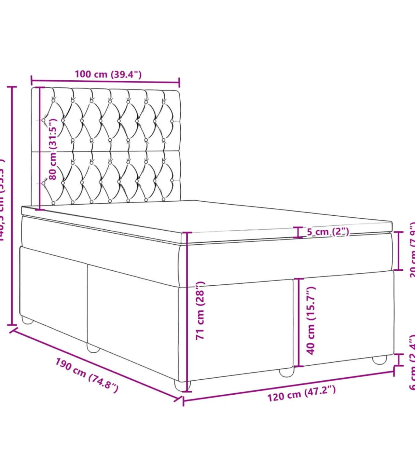 Boxspring met matras stof taupe 120x190 cm