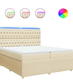 Boxspring met matras stof crèmekleurig 200x200 cm