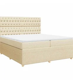 Boxspring met matras stof crèmekleurig 200x200 cm