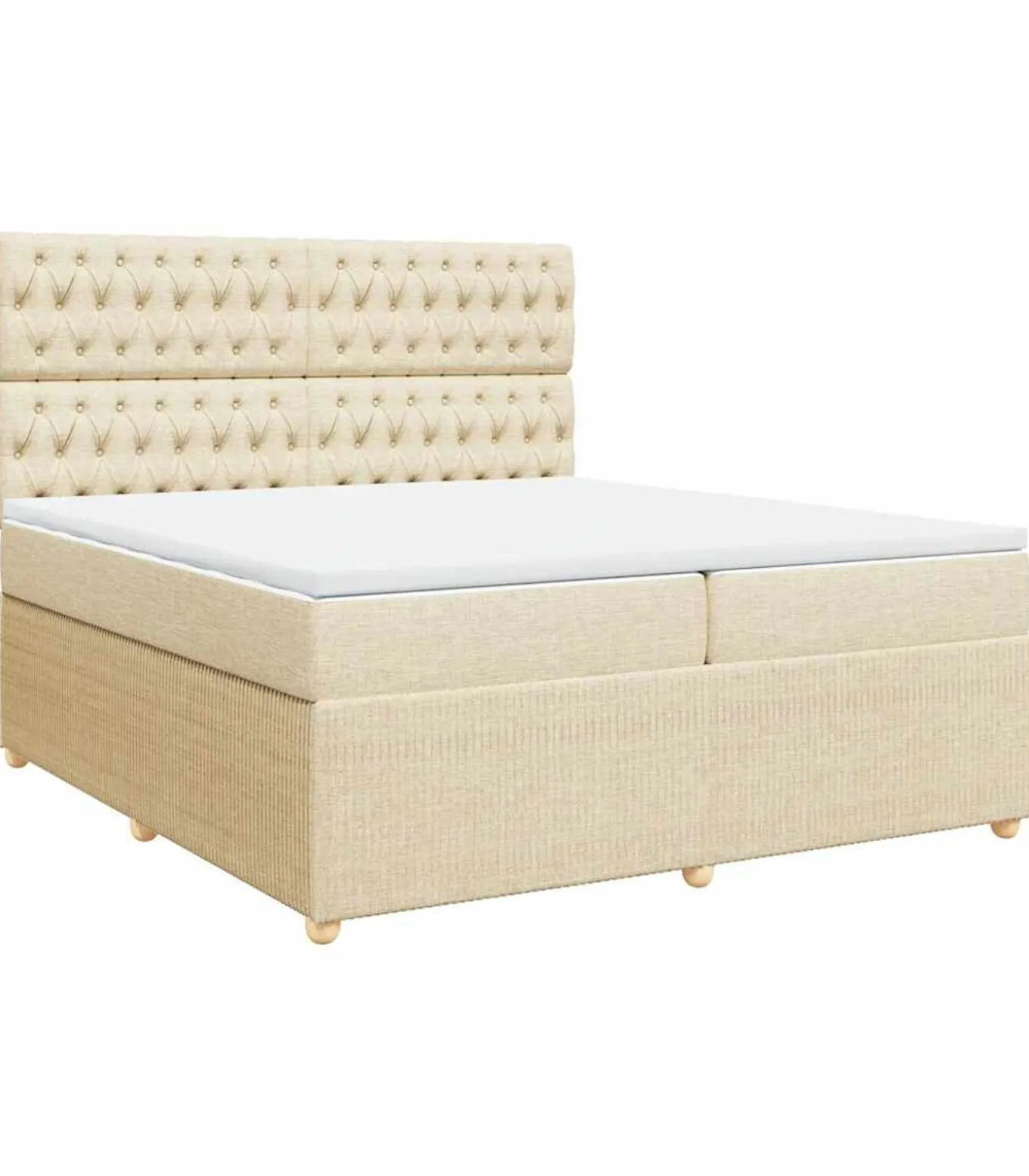 Boxspring met matras stof crèmekleurig 200x200 cm