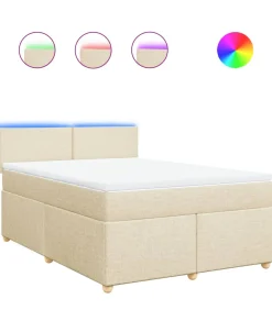 Boxspring met matras stof crèmekleurig 160x200 cm