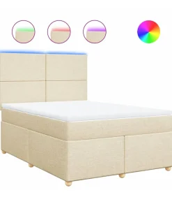 Boxspring met matras stof crèmekleurig 160x200 cm