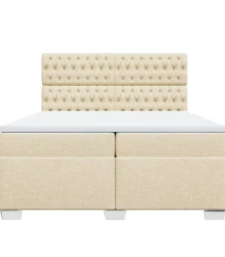 Boxspring met matras stof crèmekleurig 200x200 cm