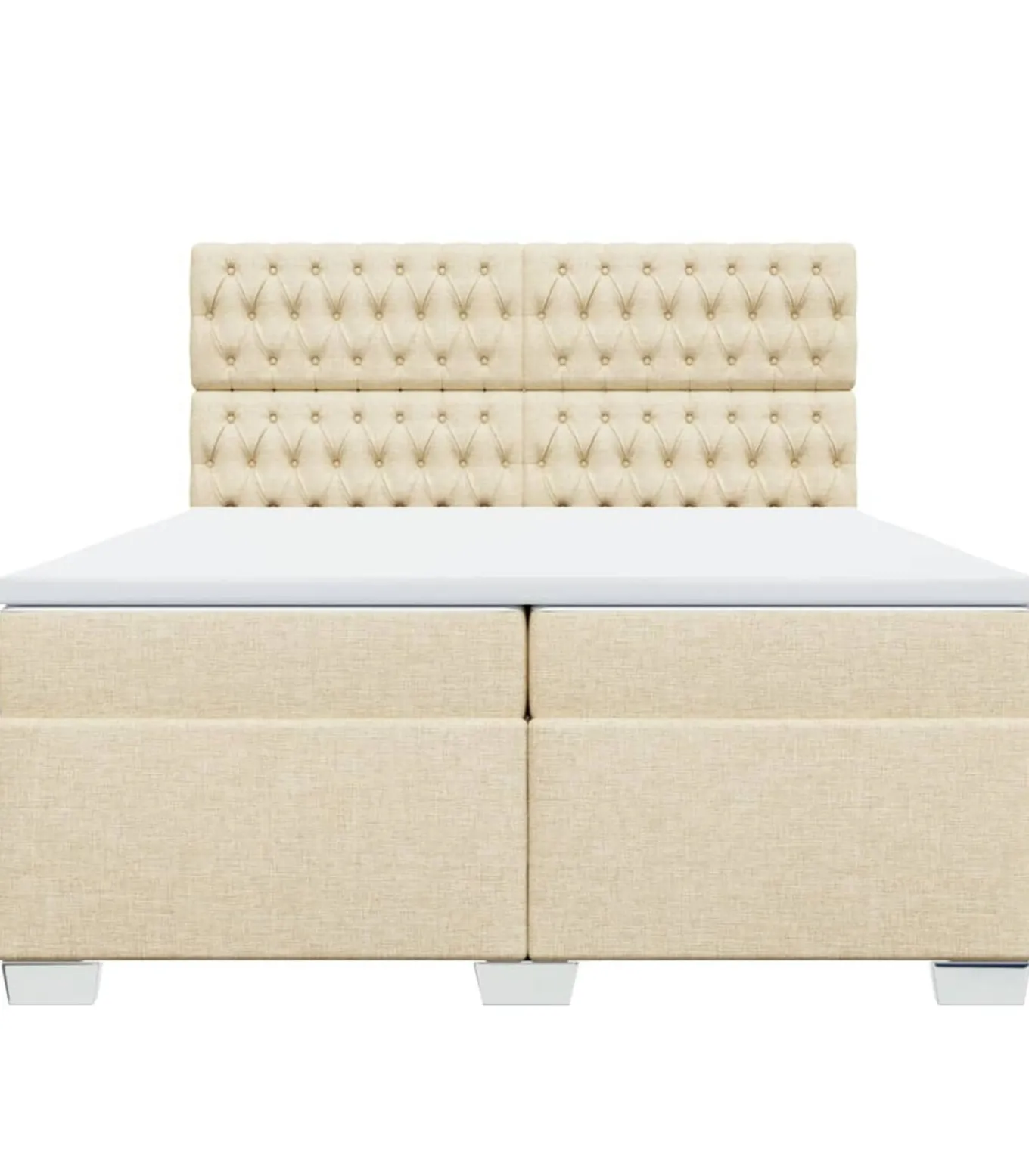 Boxspring met matras stof crèmekleurig 200x200 cm