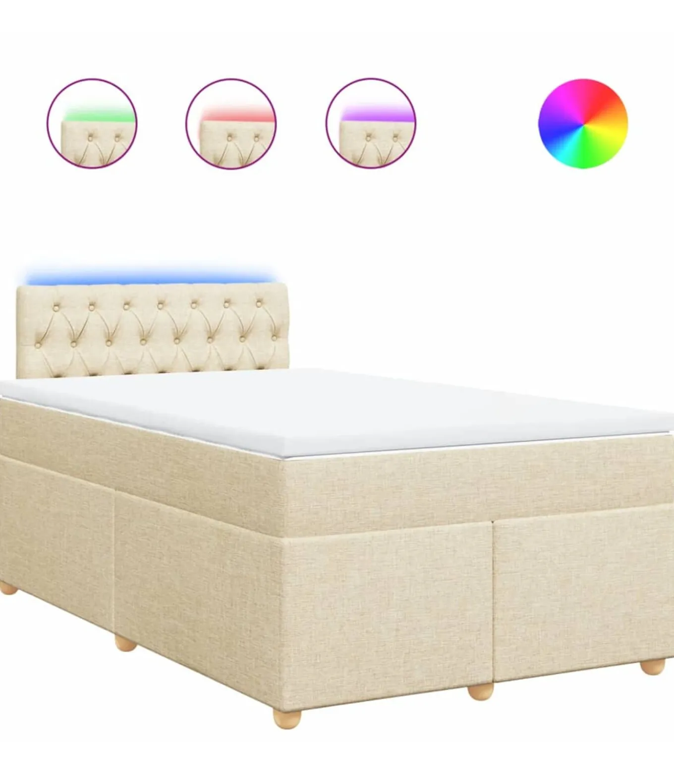 Boxspring met matras stof crèmekleurig 120x190 cm