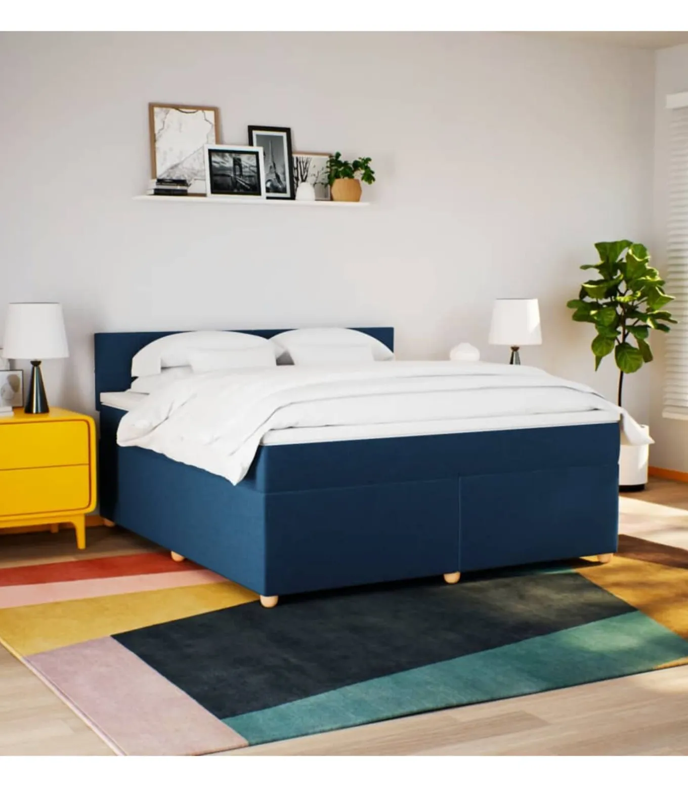 Boxspring met matras stof blauw 180x200 cm