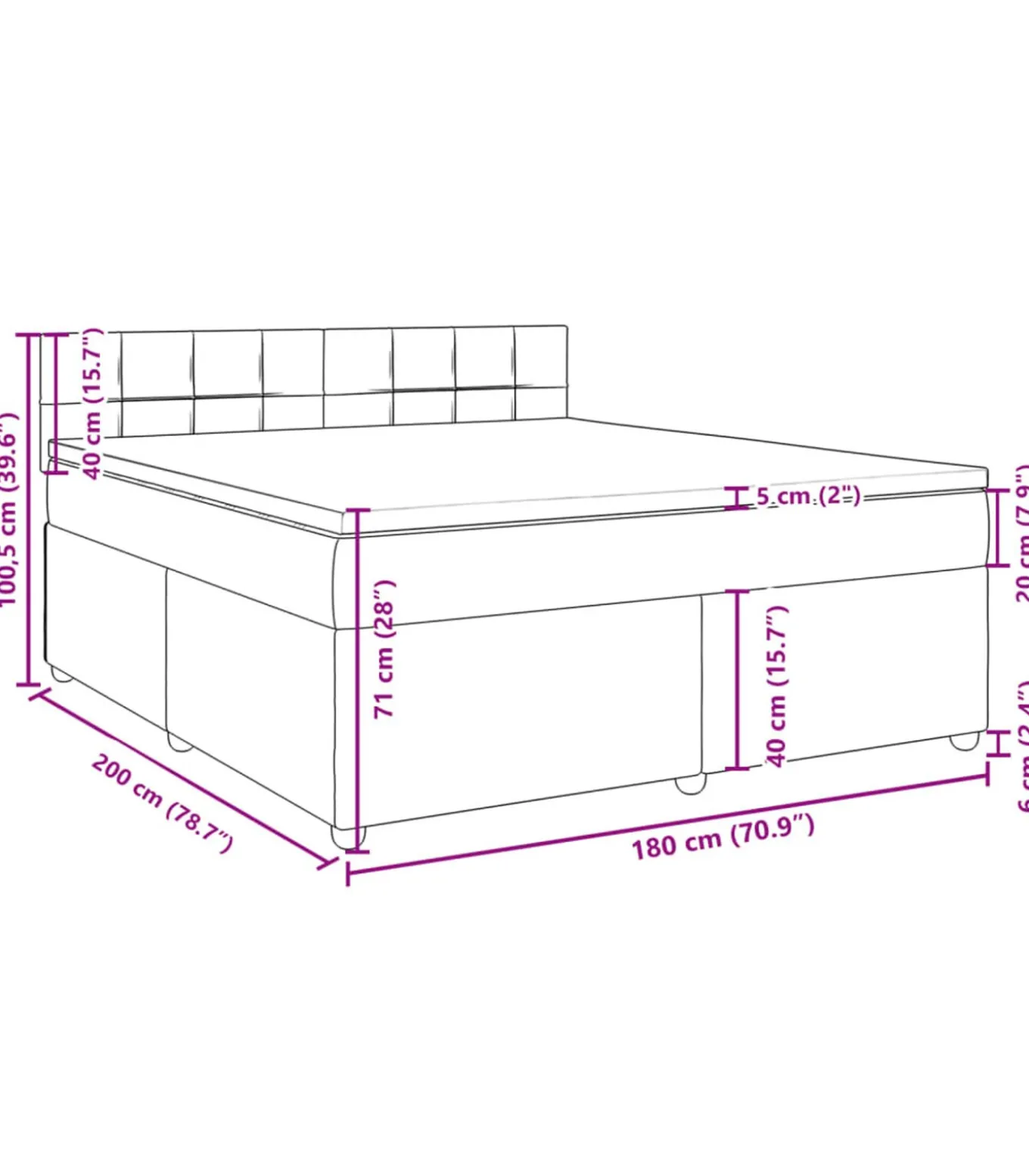 Boxspring met matras stof blauw 180x200 cm
