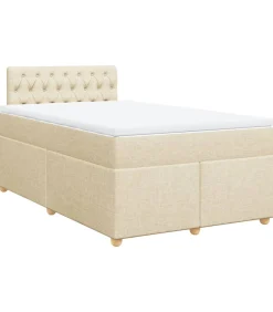 Boxspring met matras stof crèmekleurig 120x190 cm