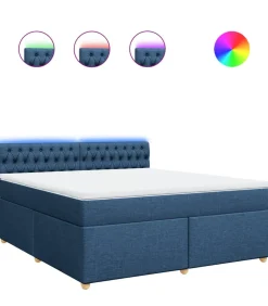 Boxspring met matras stof blauw 180x200 cm