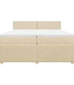 Boxspring met matras stof crèmekleurig 200x200 cm