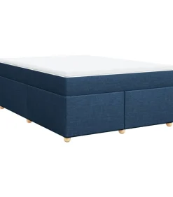 Boxspring met matras stof blauw 140x200 cm