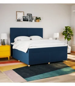 Boxspring met matras stof blauw 180x200 cm