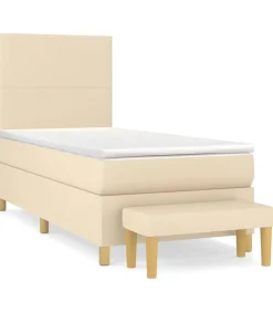 Boxspring met matras stof crèmekleurig 90x190 cm