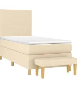 Boxspring met matras stof crèmekleurig 90x190 cm