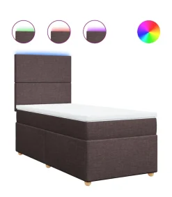 Boxspring met matras stof donkerbruin 90x200 cm