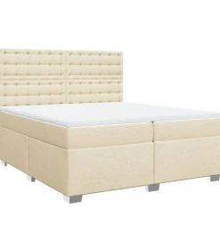 Boxspring met matras stof crèmekleurig 200x200 cm