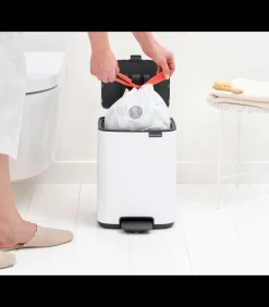Brabantia Bo Pedaalemmer, 7 liter, stil sluitend, kunststof binnenemmer - White
