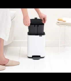 Brabantia Bo Pedaalemmer, 4 liter, stil sluitend, kunststof binnenemmer - White