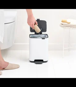Brabantia Bo Pedaalemmer, 4 liter, stil sluitend, kunststof binnenemmer - White