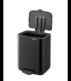 Brabantia Bo Pedaalemmer, 7 liter, stil sluitend, kunststof binnenemmer - Matt Black