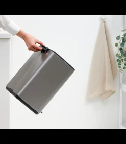 Brabantia Bo Pedaalemmer, 12 liter, stil sluitend, kunststof binnenemmer - Platinum