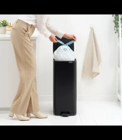 Brabantia Bo Pedaalemmer, 30 liter, stil sluitend, kunststof binnenemmer - Matt Black