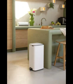 Brabantia Bo Pedaalemmer, 30 liter, stil sluitend, kunststof binnenemmer - White