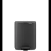 Brabantia Bo Pedaalemmer, 7 liter, stil sluitend, kunststof binnenemmer - Mineral Infinite Grey