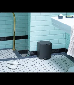 Brabantia Bo Pedaalemmer, 7 liter, stil sluitend, kunststof binnenemmer - Mineral Infinite Grey