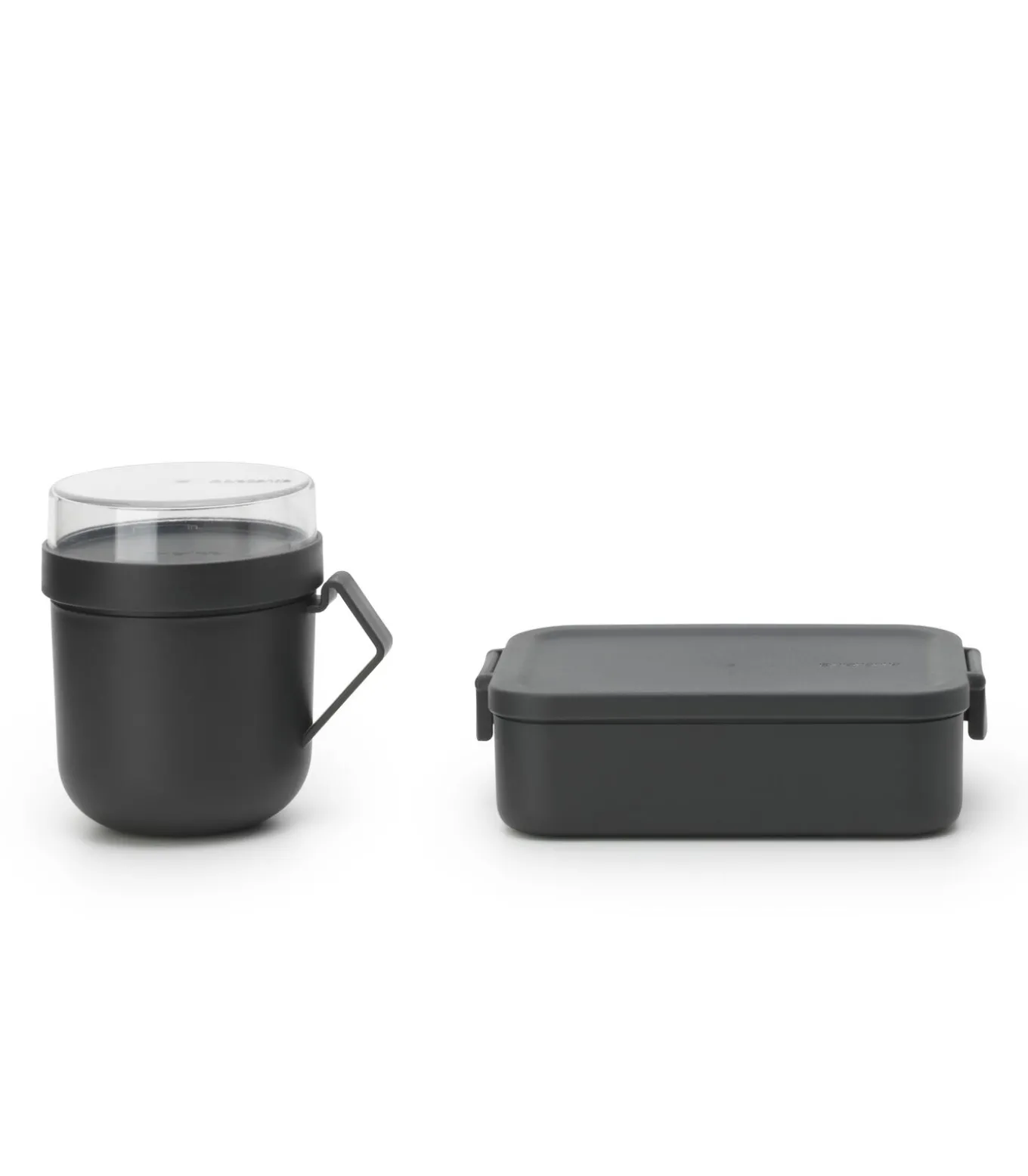Brabantia lunchset lunchbox en soepbeker Dark Grey kunststof 2-delig