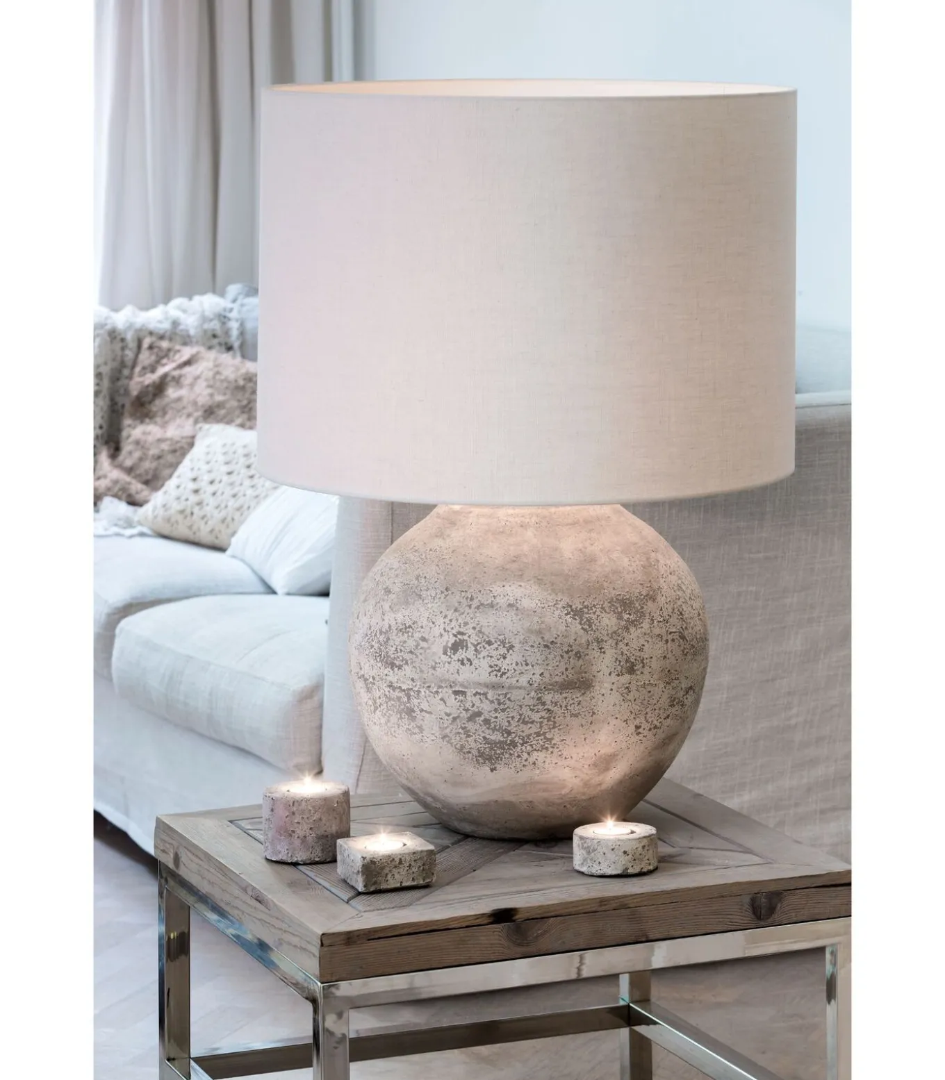 Cilinder Lampenkap Livigno - Eiwit - Ø40x30cm